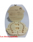 Angielski/Hiszpański Drewniane Pudełko Zębów Box Organizator Zapisz Zęby Mleczne Box Przechowywania Zęby Prezent Pępowina Lanugo