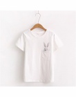 Kobiet T Koszula 2018 Lato Style Koszulka Kreskówki Druku Kieszeń królik Harajuku O-neck Krótki Rękaw Bawełna Para Tee Plus Size