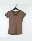 Wysoka Jakość Szyi 15 Cukierki Bawełna Kolor Podstawowy T-shirt Kobiety Zwykły Proste T Shirt Dla Kobiet Krótki Rękaw Kobiet Top