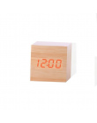 Multicolor Dźwięki Sterowania Drewniany Zegar Nowy Nowoczesny Drewno Cyfrowy LED Biurko Budzik Termometr Zegar Kalendarz Tabeli 