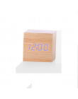 Multicolor Dźwięki Sterowania Drewniany Zegar Nowy Nowoczesny Drewno Cyfrowy LED Biurko Budzik Termometr Zegar Kalendarz Tabeli 