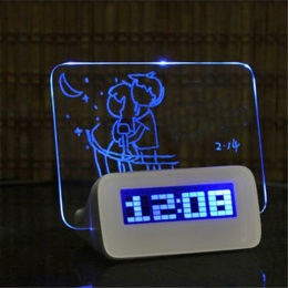 LED Budzik cyfrowy Despertador Fluorescencyjne z Pokładzie Wiadomość USB 4 Portowy Hub Biurko Stół Zegar Z Kalendarzem Niebieski