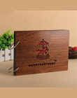 Zdjęcia Albumy Albumy 8 Cal Hot Red Wood Pokrywy Ręcznie Album Luźnych kartkach Wklejony Spersonalizowane Miłośników Dziecka DIY