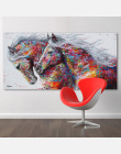 HDARTISAN Wall Art Obraz Na Płótnie Obraz Olejny Zwierząt Drukuj Do Salonu Wystrój Domu Dwa Prowadzenie Konia Bez Ramki