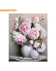 CHENISTORY Różowy Europa Kwiat DIY Malowanie Numerami Akryl Farby Przez Numery Ręcznie Malowane Obraz Olejny Na Płótnie Dla Wyst