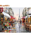 RUOPOTY Paris Street DIY Malowanie Numerami obraz Malowany Na Płótnie Malarstwo Domu Obraz Sztuki Na Ścianie Salonu Wyjątkowy Pr