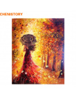 CHENISTORY Piękne Kobiety Jesień Krajobraz DIY Malowanie Przez Numery Zestawów Barwienia Farby Przez Numery Nowoczesne Wall Art 