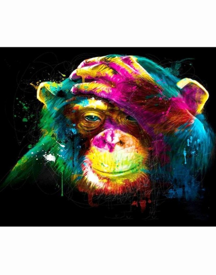 CHENISTORY Małpa DIY Malowanie Przez Numery Zwierzęta Malowanie Kaligrafia Akrylowe Farby Przez Numery Dla Home Decor 40x50 cm d
