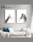 NICOLESHENTING Dziecko Zwierząt Zebra Girafe Plakat Na Płótnie Przedszkole Wall Art Drukuj Malarstwo Nordic Obraz Dzieci Sypialn