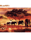 Słonie RUOPOTY Krajobraz DIY Cyfrowy Obraz Numerami Nowoczesne Malarstwo Ścienne Płótnie Wyjątkowy Prezent Dla Home Decor 40x50 