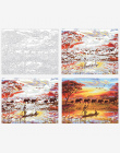CHENISTORY Słoń Sunset Diy Malowanie Przez Numery Krajobraz Nowoczesne Wall Art Canvas Malarstwo Ręcznie Malowane Wyjątkowy Prez