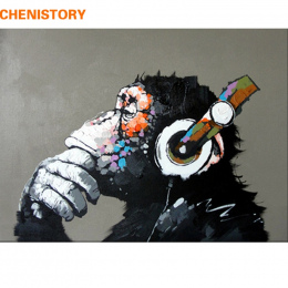 CHENISTORY Abstrakcyjne Małpa DIY Malowanie Przez Numery Home Wall Art Obraz Farby Przez Numery Kaligrafia Malowanie 40x50 cm gr