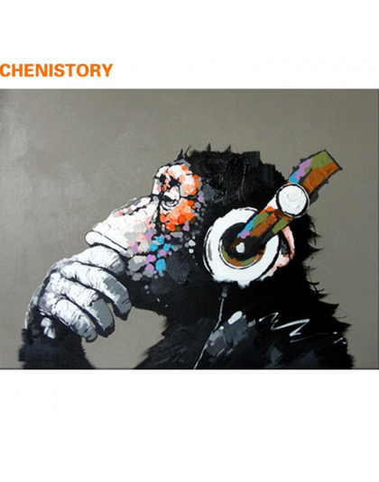 CHENISTORY Abstrakcyjne Małpa DIY Malowanie Przez Numery Home Wall Art Obraz Farby Przez Numery Kaligrafia Malowanie 40x50 cm gr