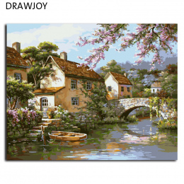 Krajobraz Bezramowe Zdjęcia Malowanie Numbers DIY Obraz Olejny Na Płótnie Home Decoration Na Salonie 40*50 cm G428