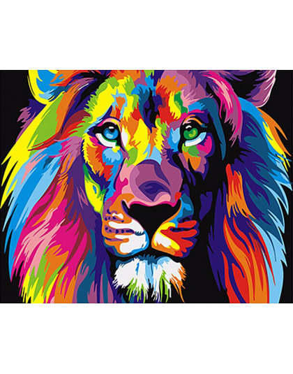 Bezramowe kolorowe zwierzęta lwy diy malowanie by numbers unikalny prezent nowoczesne malarstwo ścienne płótnie do dekoracji wnę