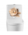 Kot Żywy 3D Rozbite Przełącznik Naklejki Ścienne Łazienka Wc Kicthen Dekoracyjne Kalkomanie Śmieszne Zwierzęta Plakat Wystrój PC