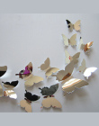 12 sztuk/zestaw nowy przyjeżdża lustro sliver 3d naklejki ścienne motyla wedding party decor diy dekoracje domu