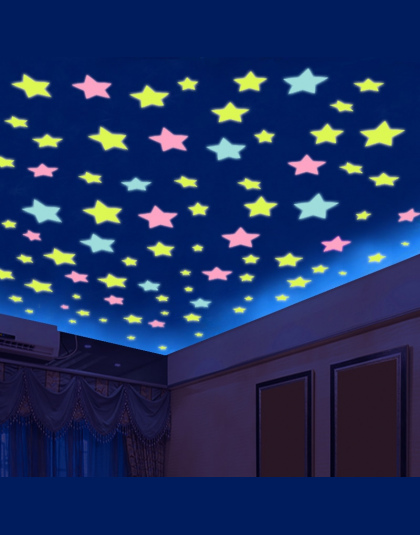 % 100 sztuk/partia 3D gwiazdy świecą w ciemności Luminous na Naklejki Ścienne dla Dzieci pokój dzienny Naklejka home Decoration 