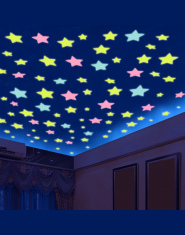 Samoprzylepne naklejki ścienne w kształcie kolorowych gwiazdek świecące w ciemności fluorescencyjne do pokoju dziecięcego
