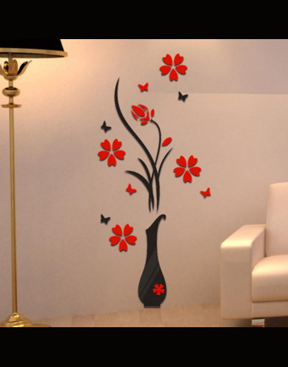 2018 DIY Wazon Kwiat Drzewa 3D Naklejki Ścienne Kalkomania Home Decor Adesivo De Parede Tapety Dla Livingrooms Kuchenne Dekoracj
