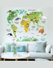 Kolorowe zwierząt mapa świata naklejki ścienne pokój dzienny dekoracje domu pcv naklejka mural art 037 diy biurowe ścienne dla d