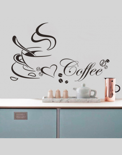 Filiżanka kawy z serca winylu cytat Restauracja Kuchnia wymienny Naklejki ścienne DIY home decor wall art MURAL Drop Shipping