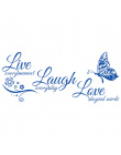 Live Laugh Love Motyl Kwiat Wall Art Naklejki Nowoczesne Naklejki Ścienne Cytaty Winyle Naklejki Ścienne Naklejki Home Decor Sal