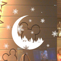 Nowy Rok Okno Szkło Naklejki Ścienne PCV Boże Narodzenie DIY Śnieg Księżyc Wall Stickers Home Naklejka Dekoracje Świąteczne na D