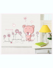 Ładny różowy kreskówka miłość niedźwiedź kwiat dziecko dzieci sypialnia wystrój pokoju naklejki ścienne dla dzieci przedszkole n