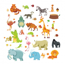Jungle Animals Przedszkole Wall Stickers dla Dzieci Pokoje Safari Pokoje Naklejki Ścienne Dla Dzieci Home Decor Plakat Małpa Sło