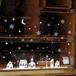 1 PC Boże Narodzenie Dekoracyjne Naklejka Merry Christmas Snowflake Xmas Szkło Okienne Naklejki Wymienny Naklejki Ścienne Naklej