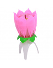 Hot 2016 Blossom Kwiat Lotosu Świeca Urodziny Muzyka Sparkle Ciasto Topper Świece Światła Różowy Tort Dekoracji Prezent GI670976