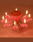 Hot 2016 Blossom Kwiat Lotosu Świeca Urodziny Muzyka Sparkle Ciasto Topper Świece Światła Różowy Tort Dekoracji Prezent GI670976
