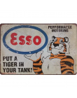 Neon Metalu Znak Retro Esso Tiger Decor Tin Tablica Cyny Benzyny Płyta Amerykański Styl Vintage Garaż Prostokąt Plakat 20x30 cm
