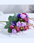 21 szefów/Bukiet Silk Rose Europejski Styl Sztuczny Kwiat Wysokiej Jakości Bukiet Fałszywe Kwiaty Strona Główna Dekoracje Ślubne
