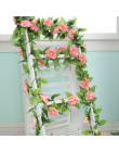 240 cm Sztuczne Kwiaty Winorośli Wedding Garden Decoration Home Rose Fałszywy Kwiaty Rattan String Festiwal Wiszące kwiat Jedwab
