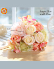 12 sztuk Sztuczne Rose Bukiet Dekoracyjne Jedwabne Kwiaty Bride Bukiety dla Wedding Party Decoration Home Materiały Ślubne