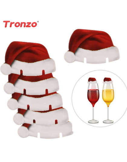 Tronzo Świąteczne Dekoracje Dla Domu 30 sztuk Santa Claus Kapelusze Papieru Wineglass Karty Boże Narodzenie Ozdoby Wina Szkła Ka