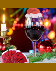Tronzo Świąteczne Dekoracje Dla Domu 30 sztuk Santa Claus Kapelusze Papieru Wineglass Karty Boże Narodzenie Ozdoby Wina Szkła Ka