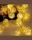FENGRISE 20 Rattan Ball Led String Fairy Lights Choinki Ozdoby Xmas Dekoracji Ciepłe Białe LED Lights Home Garden Decor
