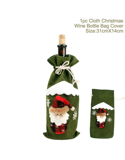 FengRise Boże Narodzenie Dekoracje dla Domu Święty Mikołaj Butelka Wina Pokrywa Snowman Stocking Prezent Posiadacze Xmas Navidad