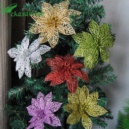 10 Pc 6 ''(15 cm) Glitter Hollow Sztuczny Kwiat dla Dzieci Urodziny Strona Dekoracji Nowego Roku Boże Narodzenie Navidad dekorac