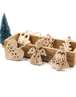 Nowość! 6 sztuk Cute Christmas Płatki Śniegu i Deer & Drzewo Drewniane Zawieszki Ozdoby Christmas Party Dekoracje Xmas Narodzeni