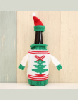 2 sztuk/zestaw Sweter Pokrywa Torba Święty Mikołaj Boże Narodzenie Dekoracje Butelka Wina Dziewiarskie Kapelusze na Nowy Rok Xma