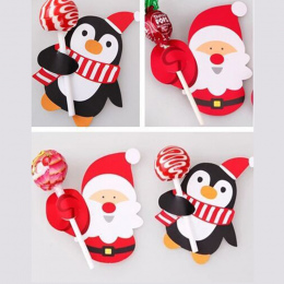 50 sztuk Hot Sprzedaż Pingwina Santa Claus Karty Papieru Dekoracje Birthday Party Cukierki Decor Christmas Candy Lizak Prezent D