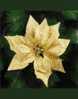 Hot 5 sztuk 15 cm Glitter Sztuczne Kwiaty Ozdoby Choinkowe Ozdoby Świąteczne Dekoracje dla Domu Boże Narodzenie Gifts.9z