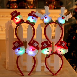Piękne Boże Narodzenie Santa Renifer Snowman Niedźwiedź LED Światła Pałąk Pasmo Włosów Lightening Podwójna Głowica Xmas Dekoracj