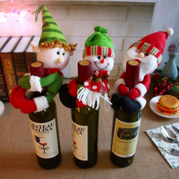 Red Wine Bottle Pokrywa Santa Claus Snowman Christmas Dekoracji Domu Piękne Navidad Boże Narodzenie Ozdoby Wina Butelki Trzymać 