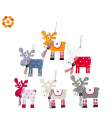 3 sztuk Cartoon Boże Narodzenie Deer Drewniane Wisiorki Ozdoba Kolorowe Drzewo Xmas Ozdoba Rzemiosło Drewna Dla Domu Christmas P