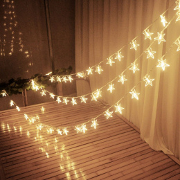 3 M Stars Ciepłe Białe LED Curtain String Fairy Światła Ślubne Christmas Decor Lampy Party 2017 Xmas Decor